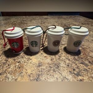 Starbucks mini 2011 ornaments.  Adorable.  Collector